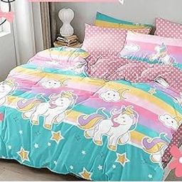 Kids Glace Cotton Microfiber Reversible Single Bed AC Comforter ll Blanket ll Duvet, 60x90 Inches,120GSM, Especially for Kids Room (Single Bed) (Pink Unicorn)-13