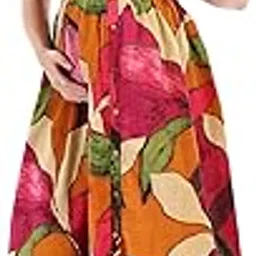 zelena Maternity Zipless Feeding Dress for Women | 100% Cotton Pre & Post Pregnancy Printed Design Dress for Woman | Nursing Dresses for Breastfeeding for Mothers with Pockets-picture-7