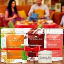 The Wellness Shop Rakhi Gift for Sister - Gift Set Combo | Turmeric Facial, Chocolate Body, Bikini Waxing Kit (100g Each) + Post Waxing Gel & Bamboo Shoot Turmeric Face Mask-image-35