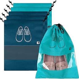 Pack of 6 Shoe Bags | Shoe Bags for Travel | Non-Woven Shoe Storage Bags | Storage Organizers Set | Shoe Cover with Transparent Window | Shoe Dori Cover | Navy Blue & Green-image-98