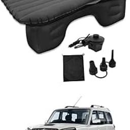 AYW Car Air Inflatable Car Bed Mattress Airbed Overnighter Black 196 for Tourism Outdoor Camping Swimming Pool for Mahindra Scorpio Black Color-image-3