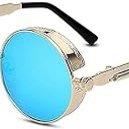 Retro Round Circle Steampunk Sunglasses Polarized Metal Alloy for Women Men-image-28