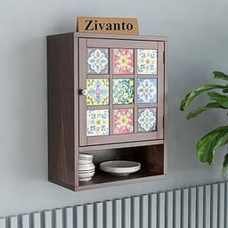 Zivanto Sheesham Wood Kitchen Cabinet for Home | Wall Mounted Kitchen Rack with Storage | Wooden Kitchen Unit/Organizer with 1 Door & 1 Shelf Storage | Walnut Finish-image-52