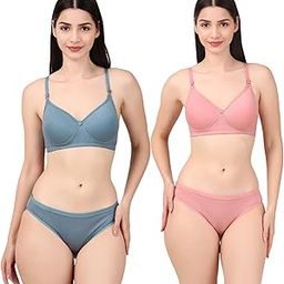 Women's Lingerie Set | Padded Bra | Cotton Blend | Combo Pack | (Pack of 2)-picture-16