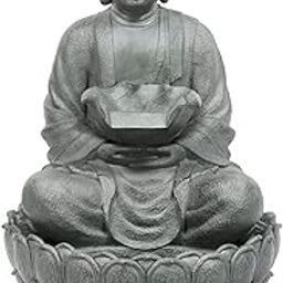 Art ManiaBig Lotus Buddha Statue Decorative Water Fountains Serenity Extra Large Buddha on a Lotus Flower Water Waterfall for Farmhouse Decor Garden Patio Deck Porch with LED Lights Water Pump 4 ft-image-43