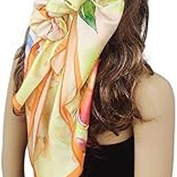 Scarf for Women Lightweight Fashion Scarves, Wrap in Floral Pattern for Spring Fall Summer (Yellow and Orange)-32