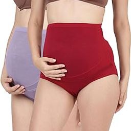 Women Maternity/Gestation/Motherhood Panty with High Waist Concealed Wide Elastic Modal Fabric_Preggy Panty Pack of 2-image-8