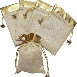 VedVista Foam Jute Potli (Size 5×7 inch) Premium Shagun Pouch Bag Purse, Eco-Friendly Handmade Drawstring For Women, Return Gifts, Festivals, Diwali, Weddings, Kirtan Puja, Party Favors (Beige) (75)-image-61