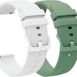 Estrenar 19mm Watch Strap Band Soft Silicone Replacement Wristband Straps with Metal Buckle Compatible with Noise ColorFit Pulse, Beat, Pro 2/Oxy & Boat Strom Smartwatch - 19MM Strap (White, Green)-28
