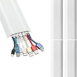 House of Quirk Wall Cable Management Covers, Paintable, Flat Design Cover Conceals 11.8 inch Wall Raceway Wall Mount TV Cable Concealer Cord Cover Raceway Kit to Hide Cables, Cords, or Wires - White-23