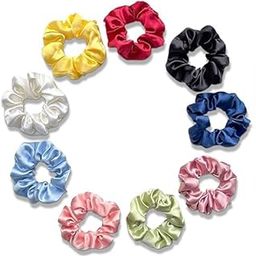 Kum_kum Classic Satin Silk Scrunchies For Women And Girls Scrunchie for Less Hair fall Hairbands Rubber Band Scrunchies For Girls Best Gift For Mom, Sister And Girlfriend, Multi (Multicolor, 9 Pcs)-image-11