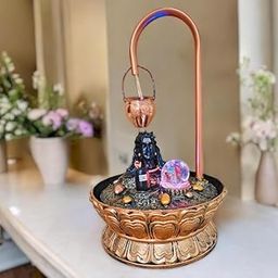 octpous venom Copper Metal Shivling Water Fountain with Crystal Ball for Home Decor Showpiece Tabletop Waterfall Decoration | Indoor & Outdoor (Big, Adiyogi) (Adiyogi)-image-37
