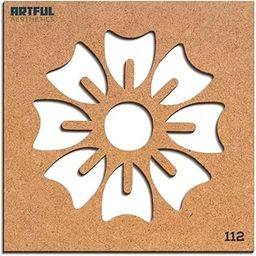 Flower Wooden Rangoli Stencil for Diwali Decoration | Home and Festival Decoration, Size 8x8 inch Stencil for Art and Craft, Painting Rangoli Stencils-11