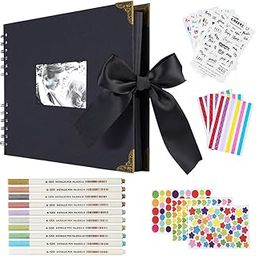 HASTHIP® DIY Scrapbook Photo Album Kit, Anniversary Gift for Couple Special, A4 DIY Wedding Album Set with Color Stickers, Color Pen, Graduations Album Memory Photo Album, 80Pages/40Sheet-image-83