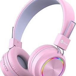 iClever Bluetooth on Ear Headphones for Girls, Kids Girls Headphones with Mic, Headset for Kids School/Tablet/Laptop Stereo Sound Colorful LED Lights Bluetooth 5.0, Foldable, Pink-image-108