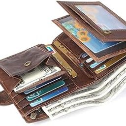 Trifold Wallet Zip Coin Pocket Purse Zip Minimalist Mens coffee| Mens Accessories | Backpacks, Bags & Briefcases|1 Piece Leather Wallet-picture-53