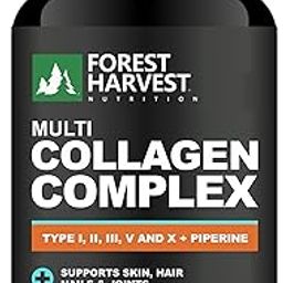 Multi Collagen Complex with Piperine | Types I, II, III, V & X | Enhanced Absorption | Skin, Hair, Joint & Bone Support | 100 Capsules | WHO-GMP, ISO, HACCP Certified-image-1