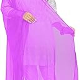 Women's Chiffon Dupatta Lovendar Wedding Shawl Wrap Scarves Fringes Stole-18