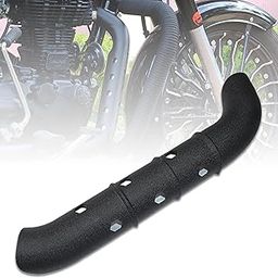 OBEROI'S TRADERS Bike Silencer Bend Pipe Heat Shield Protector/Cover Guard Anti-Corrosion Black Coated Compatible with Royal Enfield Classic Reborn 350 & Meteor 350 (Black)-16