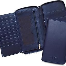 Unisex Adult Genuine Leather Rfid Navy Blue Travel Passport Holder With Metallic Zip Closure (Gp01Bl-1)-image-15