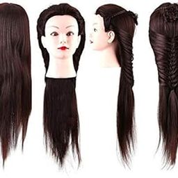 PEMA Hair Dummy For Hair Styling Practice/Cutting Hair Length Approx 30 Inch (Forehead to back Hair End) Brown-image-8