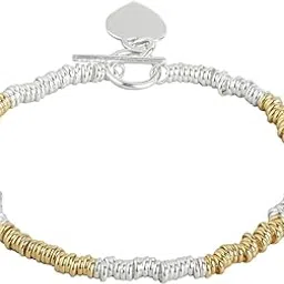 carlton london Womens 925 Sterling Silver Rhodium Plated with Gold Embellished Fancy Bracelet-picture-28