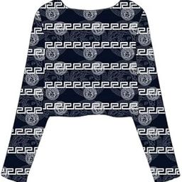 Women's Dry Fit Basic Sexy Printed Coat with Front Tie-Up V Neck Crop Top Slim Fit Full Sleeve Knitted dress for Girls L2146-51
