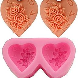 LEGACYCART 2 Cavity 3D Heart Silicone Moulds with Rose Pattern Handmade Chocolate Candle Soap Bath Soaps Resin Home Decor DIY Crafting and Baking Projects (Pack of 1)-picture-6