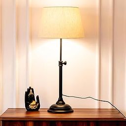 Divine Trends Black Polished Adjustable Height Table Lamp with Off White 12 inches Lampshade for Bedside, Bedroom, Living Room, Home Decoration, Hotel Pack of 1-image-80
