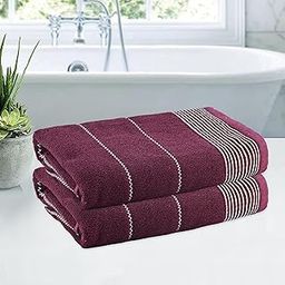 Urbane Home Pack of 2 Soft Blend Cotton Bathing Towel for Men/Women | 450 GSM Fade/Wrinkle Resistant Towels for Bath | 30x60 Inches - Maroon-image-64