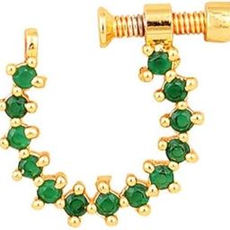 Women Nose pin/Nath Nose Ring Traditional Jewellery-Green CZ Gold Nose Pin-61