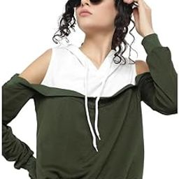 Stylish Women Cotton Don't Come Half-Heartedly Army Green Sweatshirt (Army Green,S)-image-85