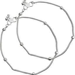 Indian Traditional Jewellery White Silver plated chain with Ball Anklet Leg Chain For Women & Girls-8