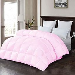 Indian Kingdom Baby Pink Ultra-Soft Down Comforter (Dohar) Quilt Twin/Twin XL Size (68x90) 1-Piece Comforter 500-TC 450 GSM Fill Power 100% Egyptian-Cotton Hypo-allergenic Comforter-30