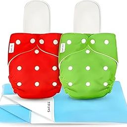 SAFJEE Reusable Baby Cloth Diapers with Inserts – Soft, Adjustable & Eco-Friendly Diapers for Newborns & Toddlers | Soft, Waterproof & Eco-Friendly| Rash Free (Pack of 2)-1