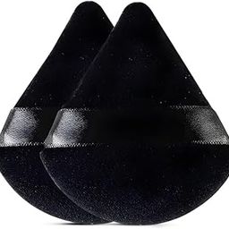 Gleva 2 Pcs Powder Puff Soft Face Makeup Sponge, Loose powder Foundation Blending Sponges Set, Beauty Blender, Contouring, Wedge Triangle Shape Wet & Dry Tool Washable Reusable(Black)-53