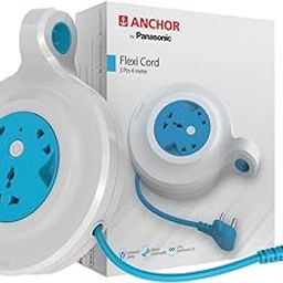 ANCHOR by Panasonic 5223 Diamond 6A Flexi Cord 3 Pin 4 Mtr Socket (Blue & White)-32