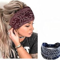 Boho Fashion Headband Wide Stretchy Daily Use Headwear Sport Athletic Yoga Gym Beach Hair Accessories for Women and Girls (Multi Color & Design)-picture-11