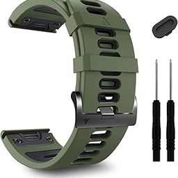 ZPJPPLX 26mm Easy Fit Fenix 7X Pro 6X 5X Bands,Soft Silicone Sport Straps Compatible for Garmin Epix Pro 51mm /Tactix 7 Pro/Fenix 6X Pro/Fenix 5X Plus/Enduro 2/Descent Mk2i/Mk3i 51mm-1