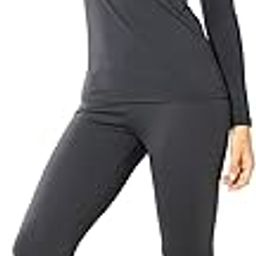 Womens Thermal Underwear Set Long Johns with Fleece Lined Ultra Soft Top & Bottom Base Layer Thermals for Women Charcoal Small-picture-12