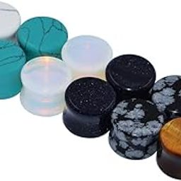 6 Pairs-16 Pairs Mixed Stone Ear Plugs Tunnels Saddle Expander Body Piercing Set Gauge 8G to 13/16 inch-image-65