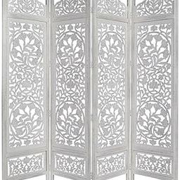 indian crafty Folding Room Divider – 4 Panel Privacy Screen with Double-Sided Lining & Wooden Strut Design | Portable & Elegant Room Separator-image-77