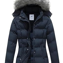 Women's Hooded Warm Winter Coat Quilted Thicken Puffer Jacket with Removable Fur Hood-image-66
