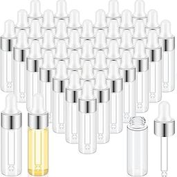 Didaey 100 Pcs Mini Glass Dropper Bottle Bulk Clear Essential Oil Dropper Bottles Small Glass Dropping Sample Containers Perfume Liquid Cosmetic Sample Vials with Cap for Traveling (Silver,5 ml)-54