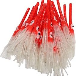 Luminous Octopus Bait High Simulation 30pcs Artificial Luminous Saltwater Squid Skirts for Night Fishing (Red)-picture-20