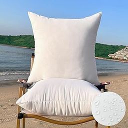 QSWRD 22 x 22 Outdoor Pillow Insert Large Throw Pillow Inserts Pack of 2 Water Resistant Patio Furniture Pillows Decorative Porch Couch Pillows Premium Square Sofa Pillow, White-image-46
