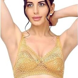 Fancy Full Net Bra for Women| Stylish Everyday Regular Lace Bra Blend T Shirt Bra|Pack of 1 (in, Alpha, XS, B, 30, Beige)-image-1