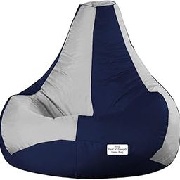 RnS Rest 'n' Sleep - Bean Bag Cover Teardrop Without Beans for Living Room, Bed Room for Relaxing (Light Grey/Navy Blue, XXXL)-image-70