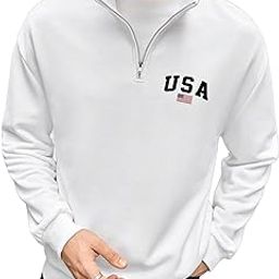 Boston Printed Half Zipper Collared Sweatshirt for Men-image-13