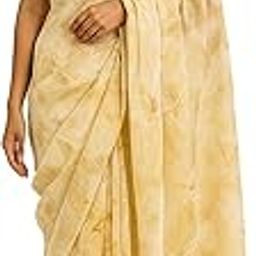 Eco-Printed Elegant Cream Organza Saree with Gold Eucalyptus Imprints with Tassels-image-64